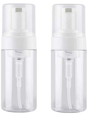 LASSUM 2 Pieces Clear Plastic Foamer Liquid Soap Pump Bottle Travel Foaming Soap Dispenser,100ML