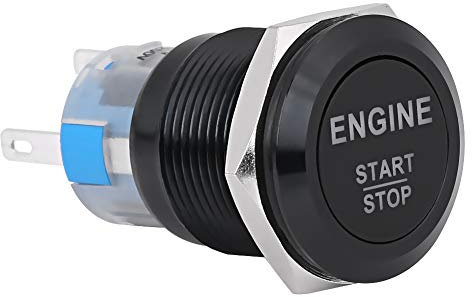 Interruptor LED 12v Redondo, Boton de Arranque coche, 12v Pulsador de Arranque Coche(Negro)