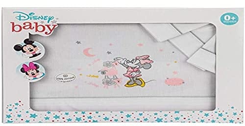 Interbaby MN003-18 Disney Baby-Krippe Laken Minnie Mouse Weiss/Blau