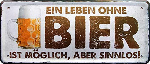 schilderkreis24 Bier Schild lustiger Spruch: “EIN Leben OHNE Bier IST MÖGLICH“ Deko Metallschild Türschild für Pub Theke oder Bar Geschenkidee für Deine Trink & Sauf Freunde 28x12 cm