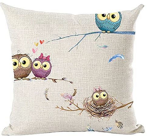 ramirar Dekorativer Kissenbezug mit Eulen-Motiv, 45,7 x 45,7 cm