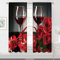 MESHELLY Vorhänge mit Rosen- und Weinrot, 29x63 cm (BxH), Stangentasche, für Schlafzimmer, Dekoration, burgunderrote Blume, romantische Vorhänge, rote Blüte, bedruckt, Wohnzimmer, Stoff, 2 Vorhänge