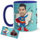 Kembilove Tazas Desayuno con Caricaturas Personalizadas y Nombre – Tazas de café Personalizadas Aquí bebe un Super Amigo – Regalos originales Familia
