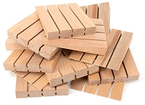 JCP Hardwood Wooden Wedges Wood Shims, Fence Panel Wedges, 12 x Blocks of 4 (48 Wood Wedges in Total) L 92mm x W 16mm x H 15mm > 1mm