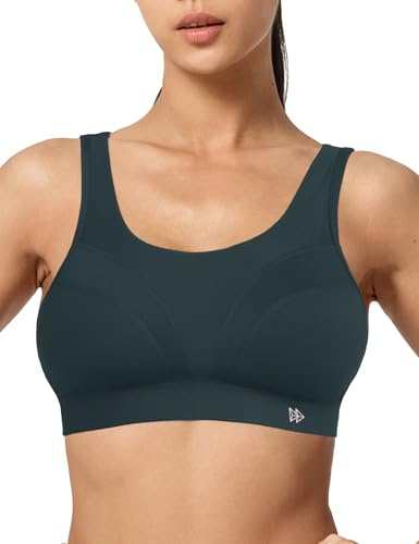 Yvette Verstellbarer Sport-BH Damen, U-Rücken, mittlerer Halt, Blau/Grau