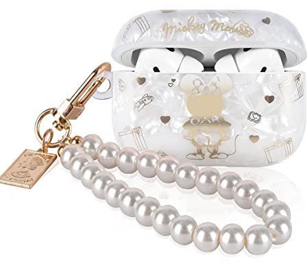 Glitzernd Hülle für Airpods Pro 2 Generation mit Perle Schlüsselanhänger für Mädchen, Sparkle Schutzhülle für Airpods Pro 2 mit Niedliches Anime Cartoon-Muster, Anti-Rutsch Kratzresistent Sturzschutz