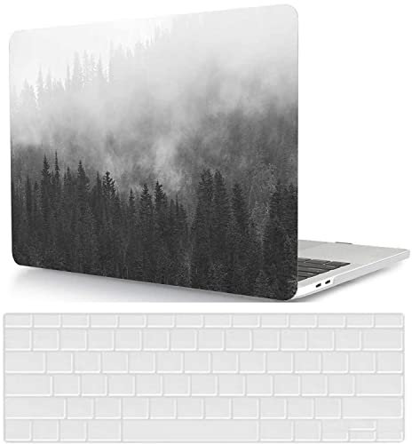 Custodia per Nuovo Macbook Pro 15 pollici 2019 2018 2017 2016 Pubblicazione Modello A1990 A1707 con Touch Bar e Touch ID, Copertina Rigida in Plastica Protettiva e Tastiera Cover, Foresta nebbiosa