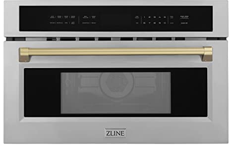 ZLINE Autograph Edition 30” 1.6 cu ft. Built-in Convection Microwave Oven in Stainless Steel and Champagne Bronze Accents