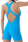AUROLA Power-Strampler für Damen, Workout, Yoga, Fitnessstudio, nahtlos, einteilig, Racerback, Jumpsuit, Bauchkontrolle, gepolsterter Sport-BH, Blaue Donau, M