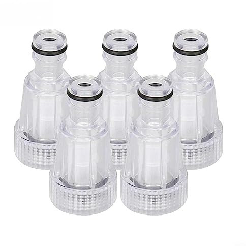 Lot de 5 filtres à eau pour nettoyeur haute pression, pompe de jardin, arrosage de jardin, camping-car, filtre d'admission d'eau en plastique transparent, outil de rechange