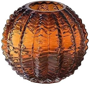 Surwin Vase en Verre, Vases Decoratifs Moderne pour Intérieur & Mariage Vase en Verre Transparent pour Décoration Table à Dîner, Bureau Intérieur, Salle de Réunion (Marron -Rond)