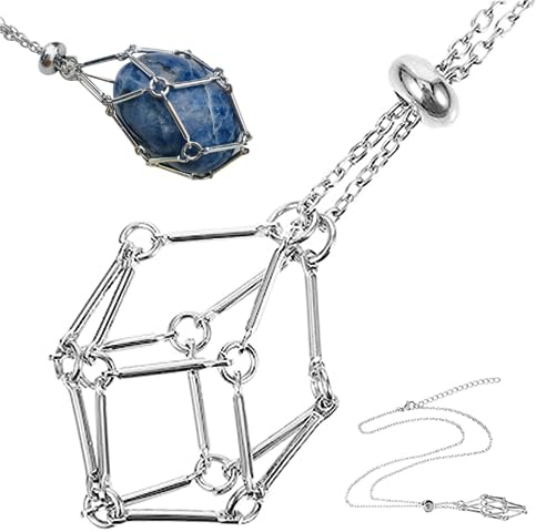 Jorzer Crystal Necklace Holder Metal Braid Crystal Cage Necklace Empty Stone Replacement Necklace Rope Cage Cord for Pendants Stone Jewellery Making
