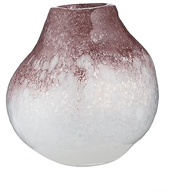 GILDE GLAS art Deko Vase - Blumenvase durchgefärbtes Glas - Deko Wohnzimmer Herbst - Geschenk für Frauen Dekoration Weihnachten Geburtstag - Farbe: Weiss Braun - Ø 15 cm Höhe 23 cm