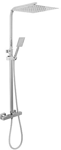 Trintion Duschset Chrom Edelstahl Duschsystem Regendusche Set Überkopfbrause Set Duschgarnitur eckige Kopfbrause für Zuhause Badezimmer30x30cm
