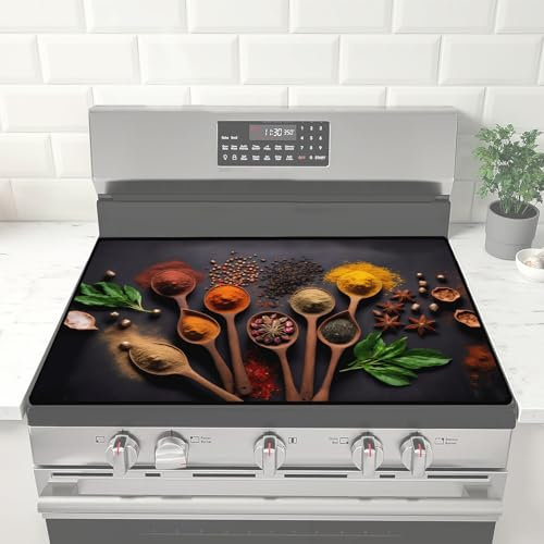 goacifie – Couvercle de cuisinière électrique de 71,1 cm x 50,8 cm | Couvercle de cuisinière en verre résistant à la chaleur pour cuisinière électrique | Caoutchouc naturel épais | Le couvercle de