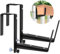 VOXOR Soportes de caja de ventana, soportes ajustables para macetas, soportes de hierro resistentes para barandillas, con soporte inferior mejorado, perfectos para balcones, vallas y jardines (paquete