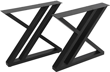 Tischkufen Tischbeine Tischgestell Couchtisch MöBelfüßE X-Form Style TischfüßE Tischuntergestell Stah Set Pulverbeschichtet Tischbein Esstisch Schreibtisch Tisch MöBel Stahl Schwarz 2er 45*40Cm