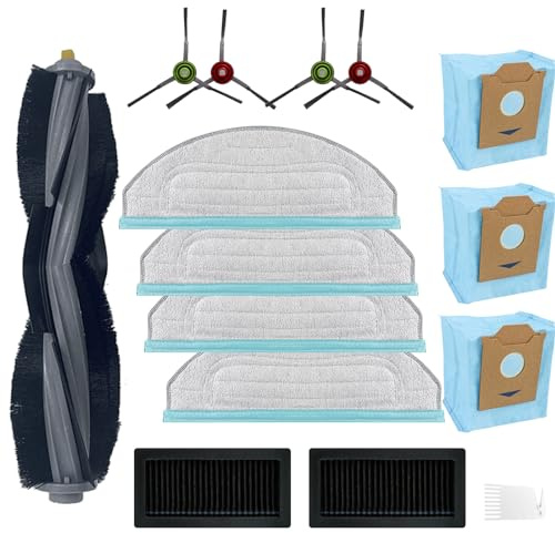 Aerqvix Accessories Replacement for Yeedi Cube&CC Robot Vacuum and Mop Accessories Moppad x4 Filter x2 MainBrush x1 Edgebrush x4 Dustbag x3