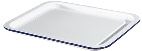 Hairy Bikers Enamelled Cookware, Medium Oven Tray, Steel, PFOA Free, Oven Safe, Dishwasher Safe, White
