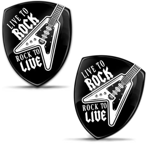 Biomar Labs 2 x Aufkleber 3D Gel Silikon Stickers Schwarz Autoaufkleber Auto Motorrad Fahrrad Laptop PC Tablet Rock'n'Roll-Gitarre KS 5