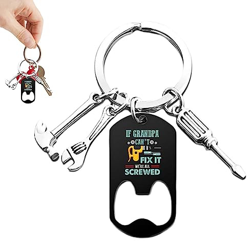 Maciun Porte-clés pour papa, clé à molette, règle - porte-clés réglable en acier inoxydable - Out de bricolage, porte-clés de voiture, cadeaux pour
