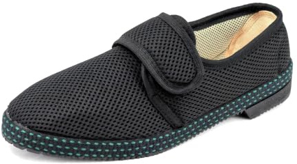 JOMIX Diabetiker Schuhe Herren Orthopädische Pantoffeln Sommer Senioren Hausschuhe mit Klettverschluss Leichte Atmungsaktiv Pantoletten mit Memory Foam Bequeme Slipper (Schwarz, 43 EU)