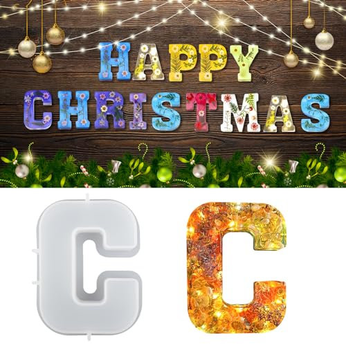 wikimo Moule Resine Epoxy pour Grandes Lettres, 18 cm/7 inch Moule Silicone Resine Epoxy pour 3D de l'alphabet C