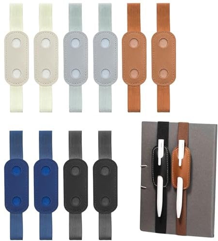 Jaczora 15 Pcs Elastic Notebook Band Holders PU Leather Adjustable Pen Loop with Elastic Band Pencil Holder Straps for Notebook Planners Binders Books