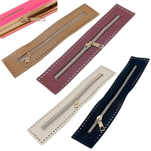 4 Pezzi Cerniere per Cucito, Cerniere in Pelle PU, 5 Colori, 27cm, Cerniere per Borse Fai Da Te, Cerniere di Separazione in Metallo, Cerniere per Borse di Stoffa, per Borse Fai Da Te Cucito