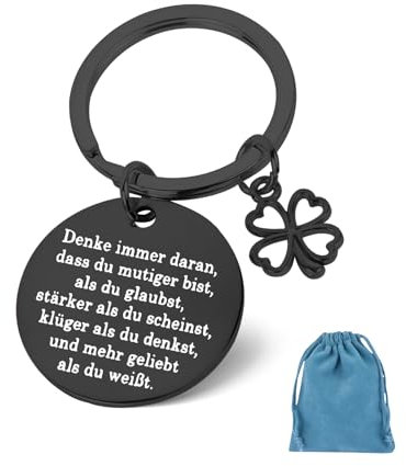 ORUZA Du Schaffst das Glücksbringer Schlüsselanhänger Metall Mutmacher Schlüsselanhänger mit Gravur für Frauen Männer Familie Freunde Kollege Schüler, Schwarz