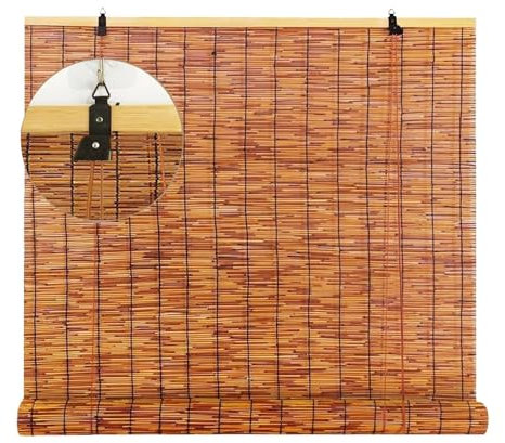 Bambus-Rollos, handgewebter natürlicher Schilfvorhang for draußen/innen, mit Aufzug, Sonnenschutz 70% Sonnenschutz-Rollos, for Garten/Balkon/Fenster, Größe anpassbar(W100xH1000cm/39x400in)