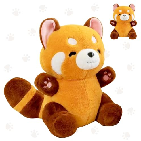 Giugio Roter Panda Kuscheltier, 23cm Red Panda Plush, Kuscheliger Panda Plüsch, Kawaii Flauschiger Stofftier Panda Stofftier Plüsch, Panda Puppen Kissen Geschenke für Kinder Weihnachten
