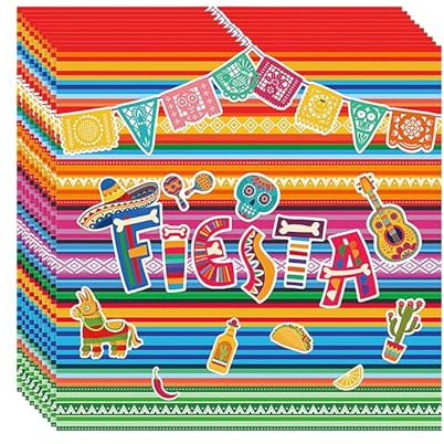 Mexikanische Fiesta-Servietten Party Deko, 20PCS Bunte Streifen Serviette Cinco De Mayo Mexikanische Thema Partyzubehör, Mittagessen Abendessen Serviette Party Tischdeko (B)