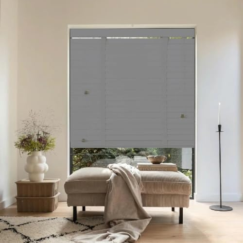 Holzjalousie, Bambusrollo Jalousie Holzjalousien, 50mm Lamellen, Sonnenschutz/Sichtschutz, Anpassbare Jalousie, Blickschutz Jalousie Fenster & Tür Massivholz, Einfache Montage