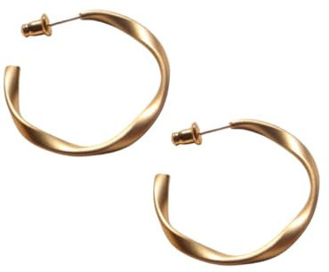 Matte Creolen Gold Damen Ohrringe Edelstahl 18k vergoldet Twist Design Minimalistisch Leicht Hautfreundlich Nickelfrei Modern Eleganter Schmuck Geschenk Frauen Freundin