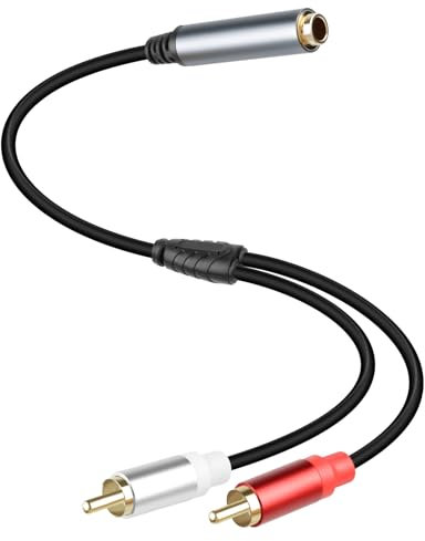 RIIEYOCA Klinke auf Cinch Audio Kabel, 6,35mm Klinke Buchse auf 2 RCA Stecker Y Splitter für Mischpulte, Verstärker, AV-Receiver (0,3m/1ft)
