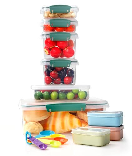Cozary Contenitori per Alimenti – Set di 9 contenitori ermetici con coperchio, resistenti al freddo e al calore, trasparenti e impilabili, ideali per Meal Prep e organizzazione della cucina