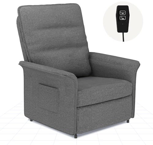 FLEXISPOT Electric Recliner Armchair 105°-155°Backrest Adjustable Reclining Chair For Living Room, Sofa Lounge with Side Pockets, Dark Grey
