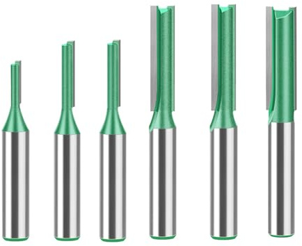 Wjelet 6 Stück Fräser Set Durchmesser 3-8 mm Shank Groove Cutter Set, Fräser für Holz Router Bit Holzschneider gerade für Router und präzise Holzfräse