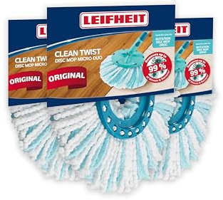 Leifheit Cabezal de Recambio Clean Twist Disc Mop Micro dúo Set de 3
