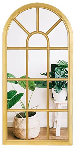 Espejo de pared dorado antiguo, espejo cuadrado colgante vintage para dormitorio, sala de estar y decoración de entrada, elegante acento decorativo para interiores del hogar