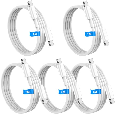 IZYUF USB C to USB C Cable, 60W Fast Charging, 5-Pack,1M x 5 | Compatible with iPhone 15/16 Pro/Max, Galaxy S24/S25, iPad Pro/Air, MacBook Pro/Air, Pixel, Switch & More