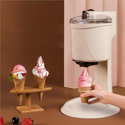 GYLFZDQ Ice Cream Maker, Soft Serve Ice Cream Machine, 1000ml Large Capacity, Food Grade Aluminum Liner, Rust Proof, for Ice Cream Scoops and Cones Beige,27 * 42.5cm
