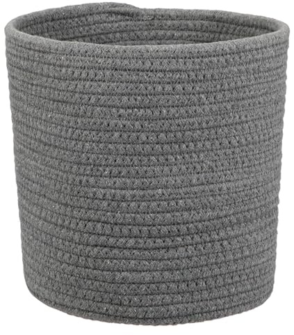 Briful 8x8 Cotton Rope Woven Pot 20cmx20cm Plant Pots Indoor - Dark Grey Cotton Flower Pot Decorative Planter Storage Basket for Plants, Toys, Crafts, Rustic Home Decor
