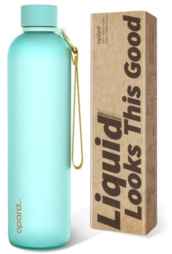 Opard Slim Trinkflasche 1l, Kohlensäure geeignet Wasserflasche, Water Bottle Spülmaschinenfest, BPA frei Plastik, Auslaufsicher Schraubverschluss, Flasche Sprudel geeignet Für Sport, Schule, Büro