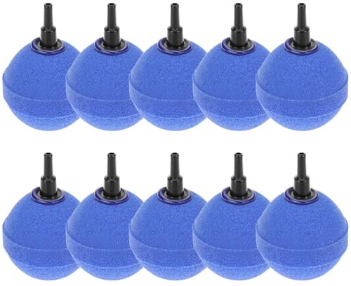 QWORK® 10er Set Aquarium Luftausströmer Kugel 5cm Blau - Sauerstoffstein Sprudler für Teich und Aquarium