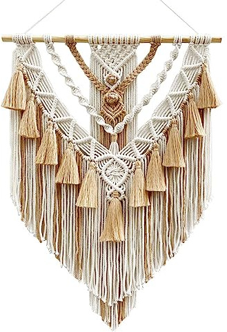 Asyduey Hand-Woven Color Macrame Wall Hanging Ornament Boho Craft Decoration Gorgeous Tapestry for Livingroom Decor Khaki