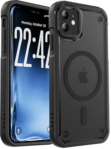 ORETECH für iPhone 11 Hülle, Kompatibel mit Mag Safe, Matt Schwarz | Militärschutz Stoßfest Kratzfest Anti Fingerabdruck Transluzente Rückseite Magnetisch Handyhülle für iPhone 11 Case