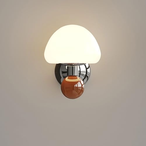 ZTTECH Cream Mushroom Wall Light 15cm LED Wandlampe 3 Farbtemperatur-Optionen Moderne Eisen-Glas-Material Stylisches Design Ideal für Schlafzimmer Wohnzimmer Küche Flur Treppenhaus (Kaffee)