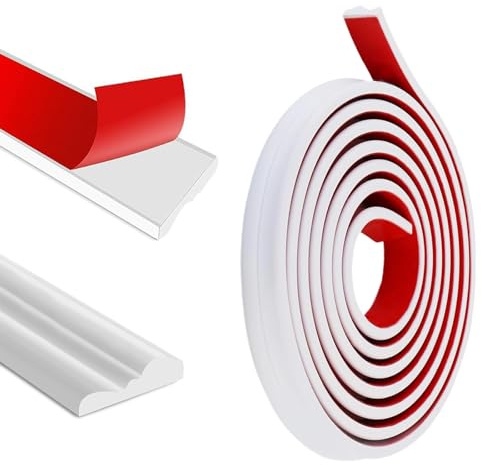 MYLERCT 40 mm x 5 m Moulure Murale Adhesive, Blanc Moulure Plafond, Décorative Moulures Adhesive Cadre, Flexible à Couper à Longueur, pour Chambre, Salon, Cuisine